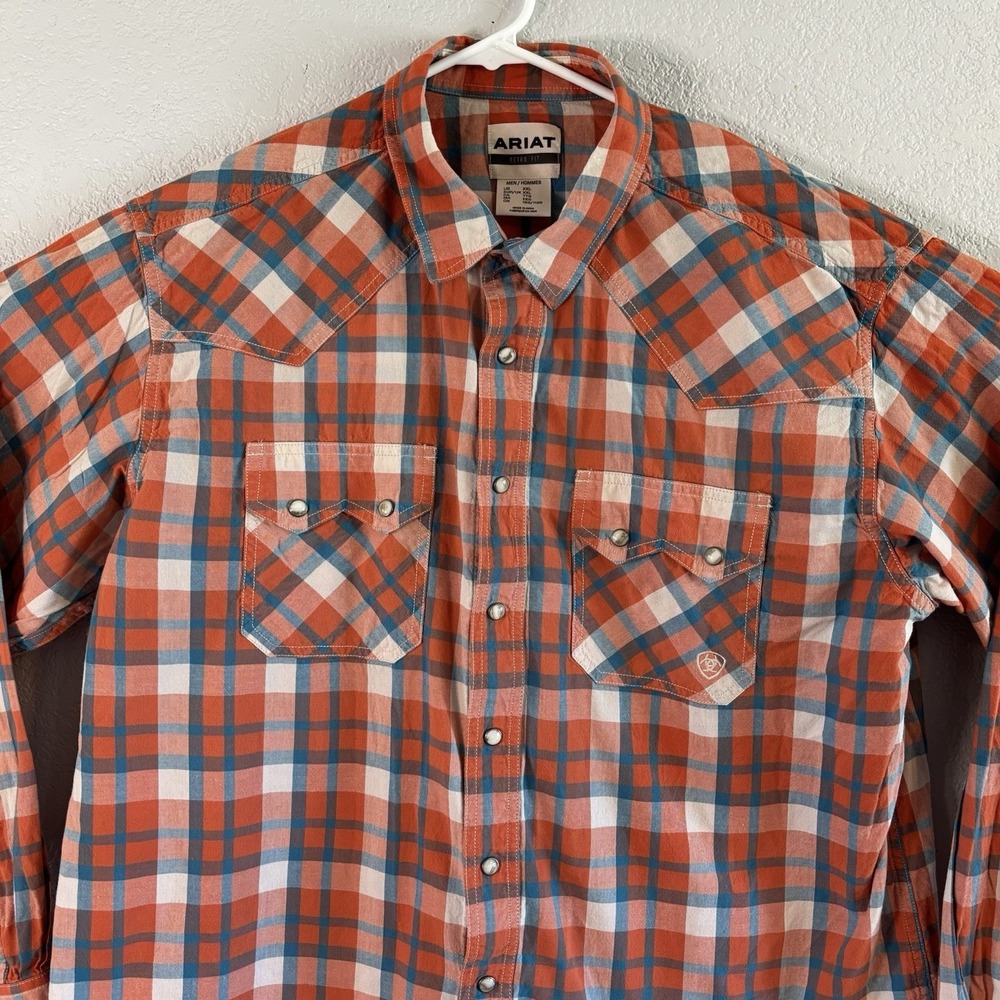 Ariat Retro Fit Pearl Snap Shirt Mens XXL Plaid Long Sleeve Western Cowboy Work